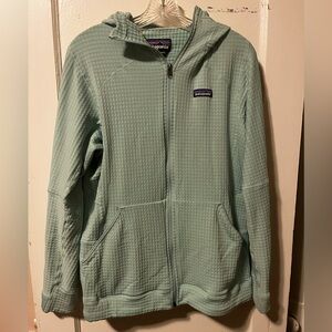 Patagonia Light Green Waffle-Knit Full-Zip Hoodie